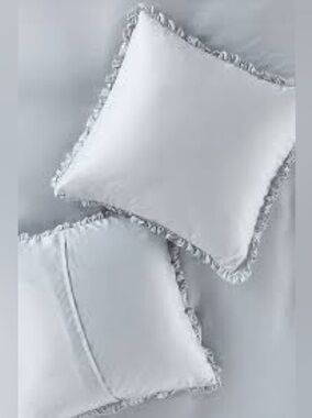 NWT new set of 2 Anthropologie lisbet tencel ruffle euro shams pillow cover blue